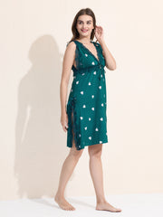 Women's Haart Print Baby Doll with Lace Details